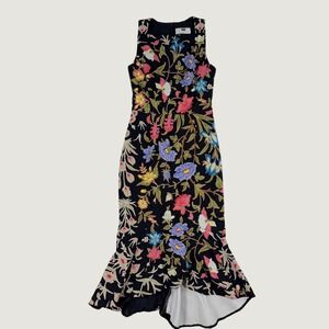 Peter Pilotto Kia Floral Frill Dress Size 8 Womens Black Floral